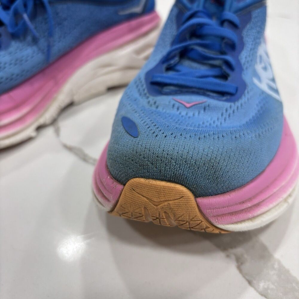 Hoka Bondi 8 Shoes Womens Size 10 Blue Pink Running Athletic Cushioned Sneakers - Picture 4 of 9